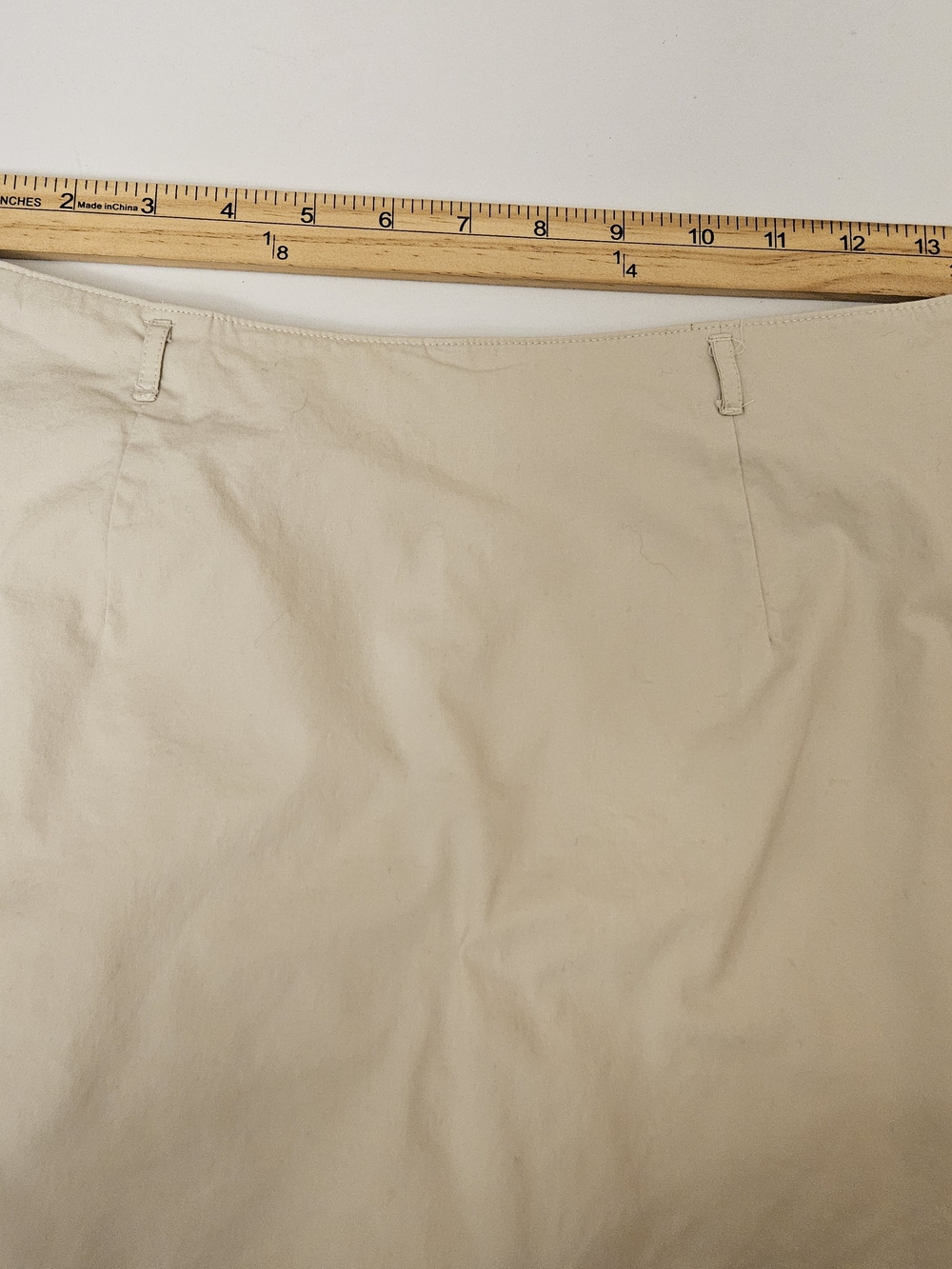 Classic Women's Cream A-Line Skirt Van Heusen Stretch Y2K Khaki Skirt Womens 6 - Picture 7 of 8